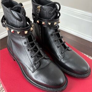 Valentino Black Studded Combat Boots